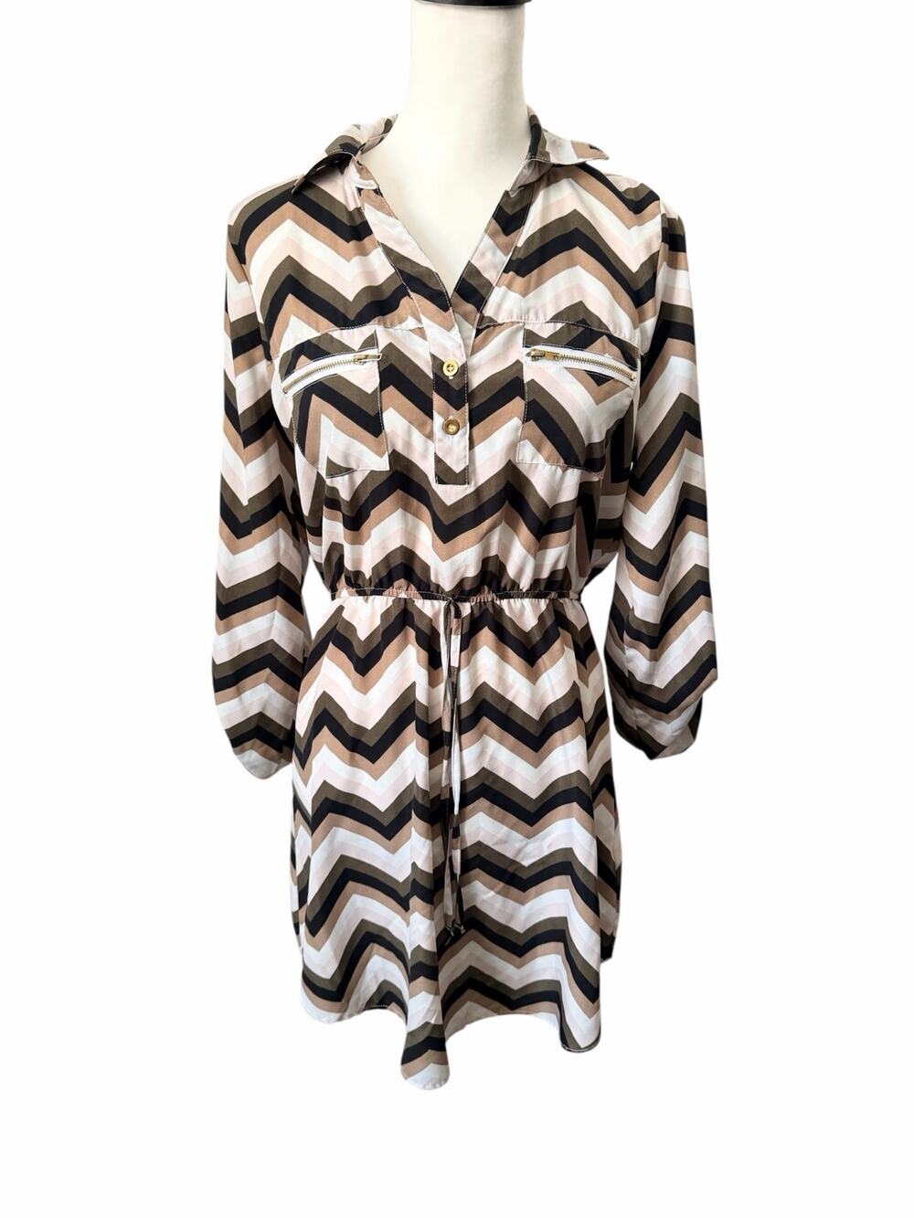 Stella Tweed Light weight Dress Brown Pink White Medium